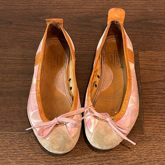 Coach Shoes - Coach Pink Canvas Ballet Flats Size 7.5
